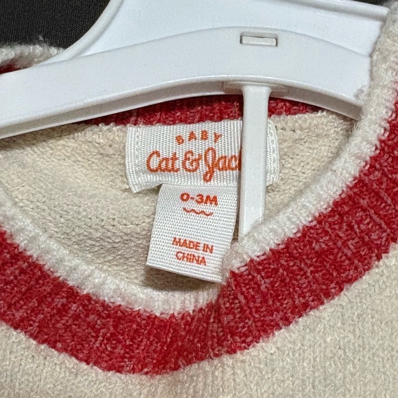 Cat & Jack Cream and Red Baby Sweater - Picture 2 of 3